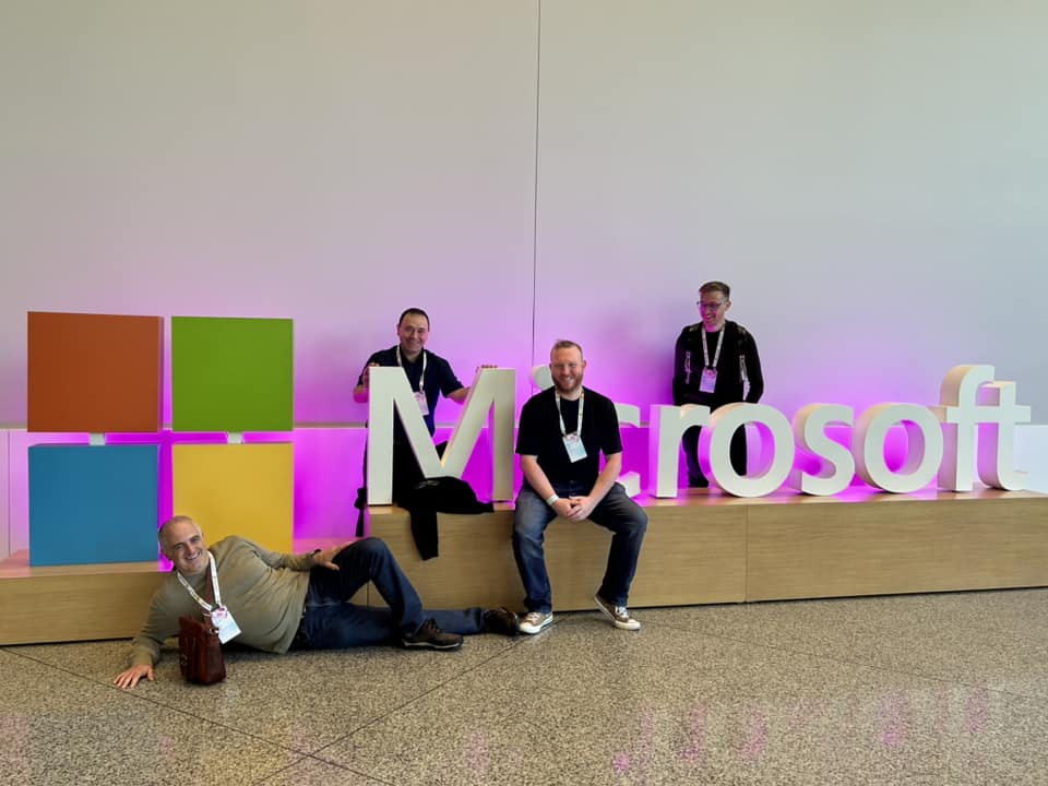 Microsoft Logo and Jamie Prady, Marco Sacco, Grant Olsen and Blair Duncan